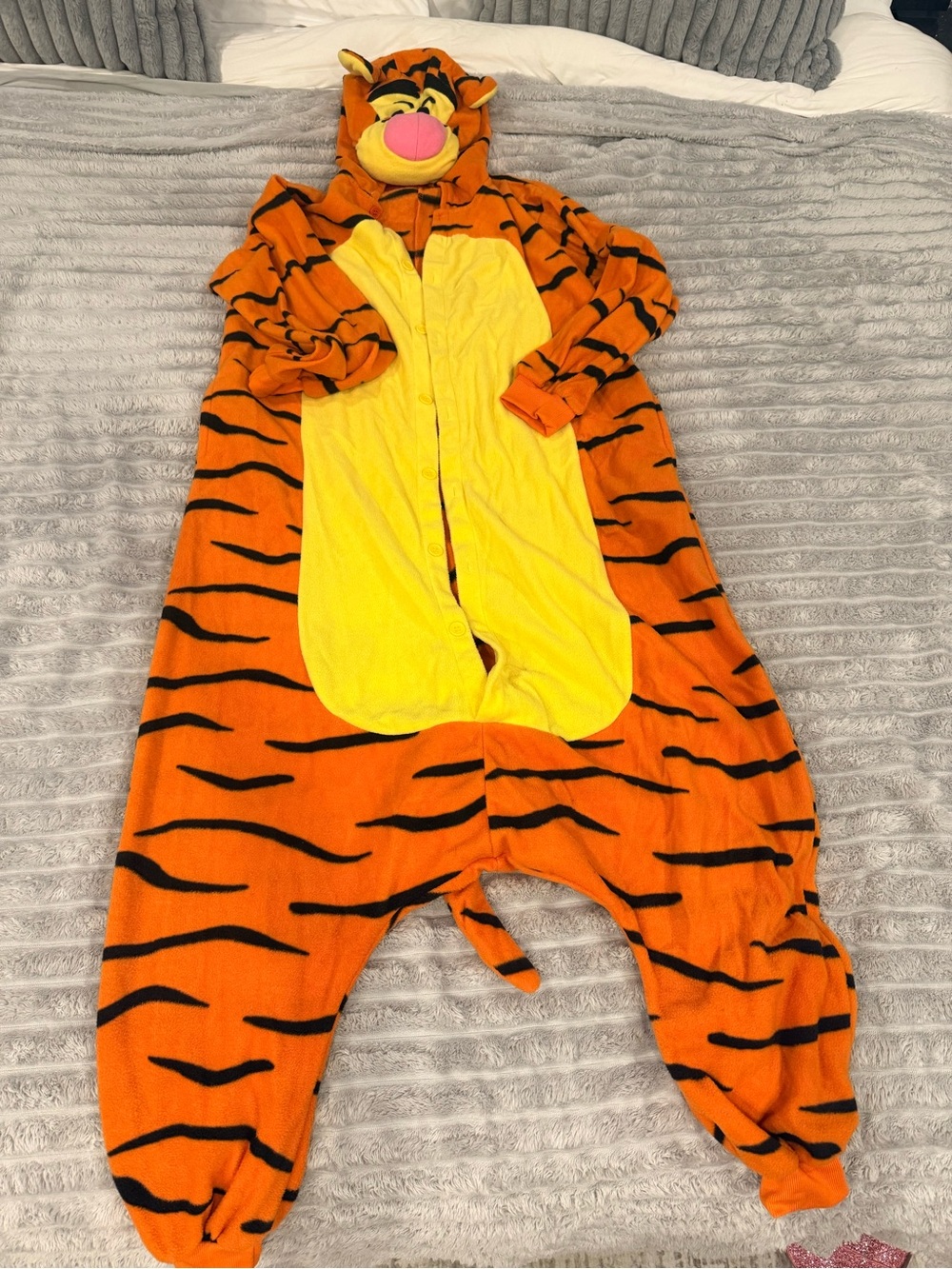 Unisex Women’s Men’s Orange Tigger-Inspired One-Piece costume with Hood